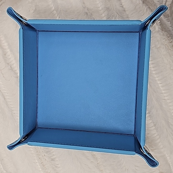 Faux Leather Jewelry Tray Powder Blue Reptile Textured Organizer - Picture 4 of 12